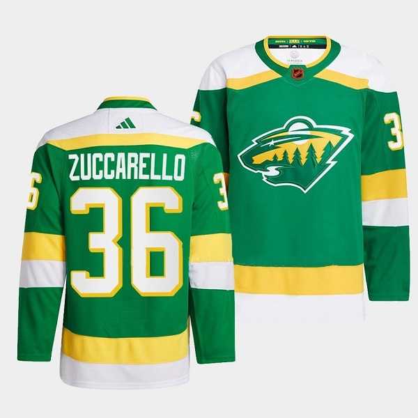Men%27s Minnesota Wild #36 Mats Zuccarello Green 2022-23 Reverse Retro Stitched Jersey->minnesota wilds->NHL Jersey